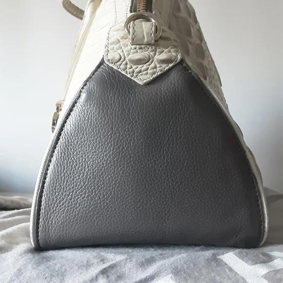 BRAHMIN HUDSON CREAM/GRAY SATCHEL - Picture 2 of 13